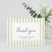 Chique Bruiloft Bridal Shower Modern Script Groene Bedankkaart (Staand voorkant)