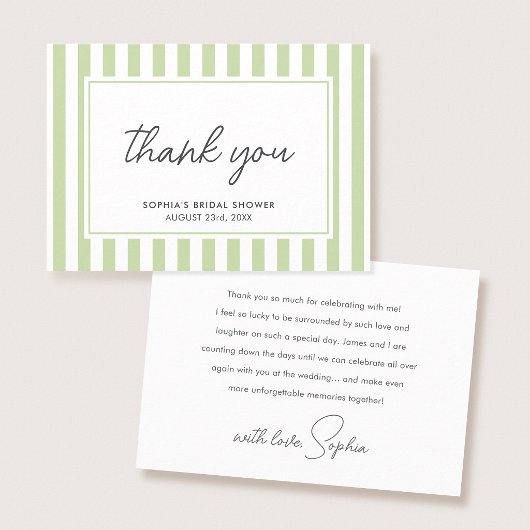 Chique Bruiloft Bridal Shower Modern Script Groene Bedankkaart