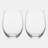 Chique bruiloft bruidsmeisje Maid of Honor Wijnglas Zonder Voet (Achterkant)