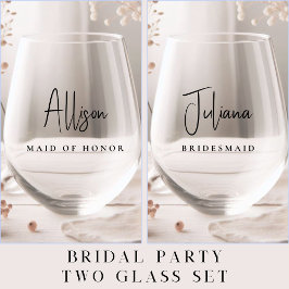 Chique bruiloft bruidsmeisje Maid of Honor Wijnglas Zonder Voet