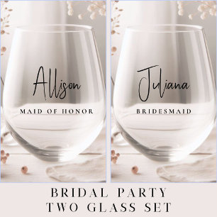 Chique bruiloft bruidsmeisje Maid of Honor Wijnglas Zonder Voet