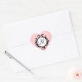 Chique bruiloft Initiaal Damask Label Roze Hart (Envelop)