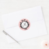 Chique Bruiloft Monogram Damast Label Roze (Envelop)