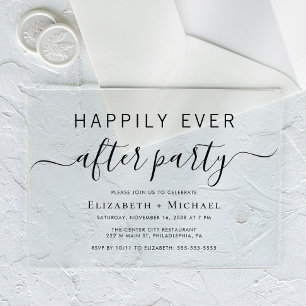 Chique bruiloft receptie na feest acryl uitnodigingen