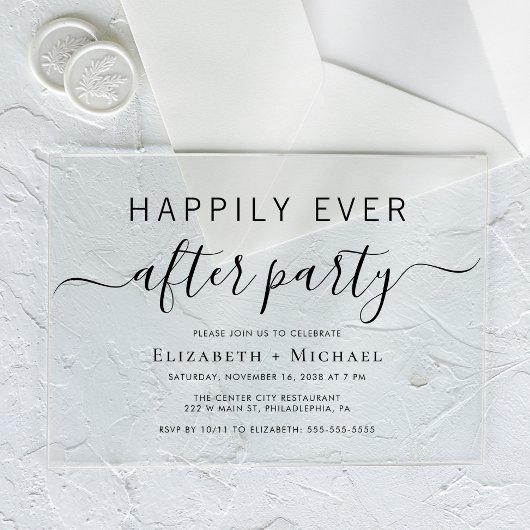 Chique bruiloft receptie na feest acryl uitnodigingen