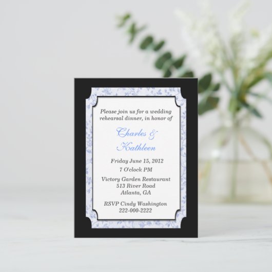 Chique bruiloft repetitie diner uitnodiging (Staand voorkant)