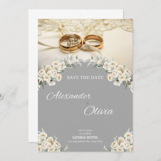 "Chique bruiloft uitnodigingen: Elegante Design vo Kaart (Voorkant / Achterkant)