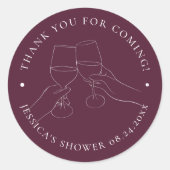 Chique bruiloft wijn borrel ronde sticker (Voorkant)