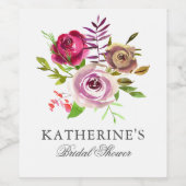 Chique bruiloftsfeest Fuchsia Roze Bloemstuk Custo Wijn Etiket (Enkel label)