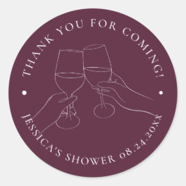 Chique bruiloftsfeest met wijn ronde sticker