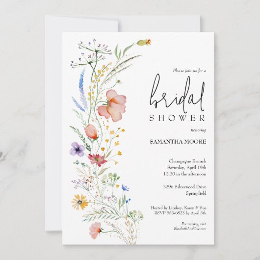 Chique bruiloftsfeest met wilde bloemen kaart (Voorkant)