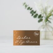 Chique Bruin Beige Glitter Sterren met Logo en Fot Visitekaartje (Staand voorkant)