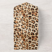 Chique bruin crème luipaard bruiloft all in one uitnodiging (Buitenkant)