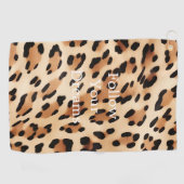 Chique bruin crème luipaard print golfhanddoek (Horizontaal)