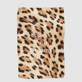 Chique bruin crème luipaard print golfhanddoek (Voorkant)