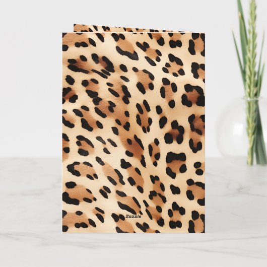 Chique bruin crème luipaard print kaart (Achterkant)
