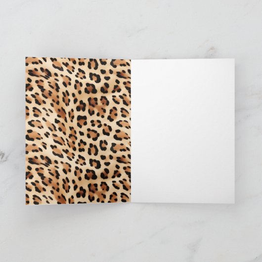Chique bruin crème luipaard print kaart (Binnen)