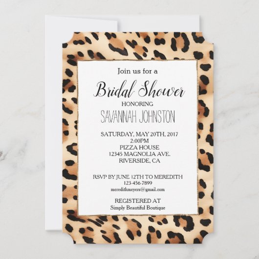 Chique bruin crème luipaard print kaart (Voorkant)