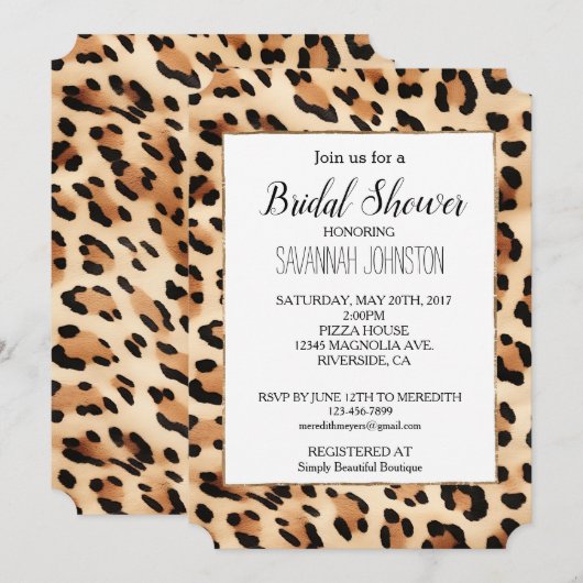 Chique bruin crème luipaard print kaart (Voorkant / Achterkant)