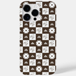 Chique bruin en wit geruit patroon Case-Mate iPhone 14 pro max hoesje