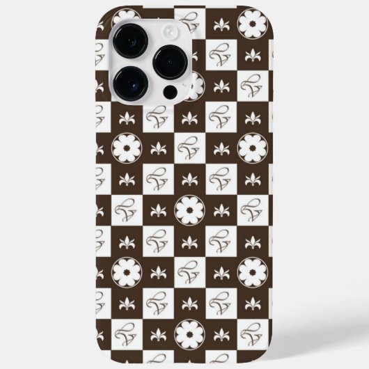 Chique bruin en wit geruit patroon Case-Mate iPhone case (Achterkant)