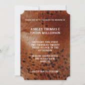 Chique bruin faux lederen bruiloft kaart (Voorkant)