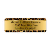 Chique bruin goud luipaard bruiloft etiket (Voorkant)