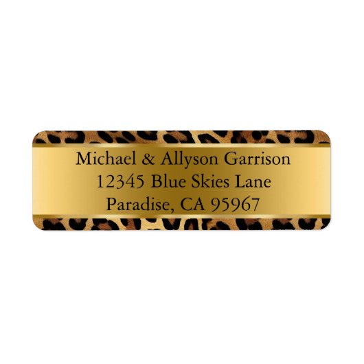 Chique bruin goud luipaard bruiloft etiket (Voorkant)