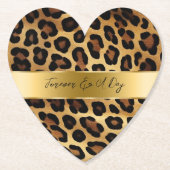 Chique bruin goud luipaard bruiloft kartonnen onderzetters (Voorkant)