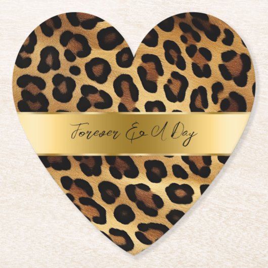 Chique bruin goud luipaard bruiloft kartonnen onderzetters (Voorkant)