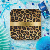 Chique bruin goud luipaard bruiloft papieren bordje (Feest)