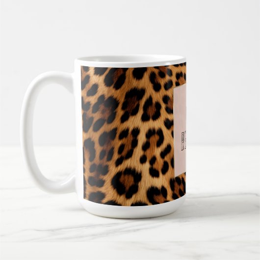 Chique bruin luipaard print koffiemok (Links)