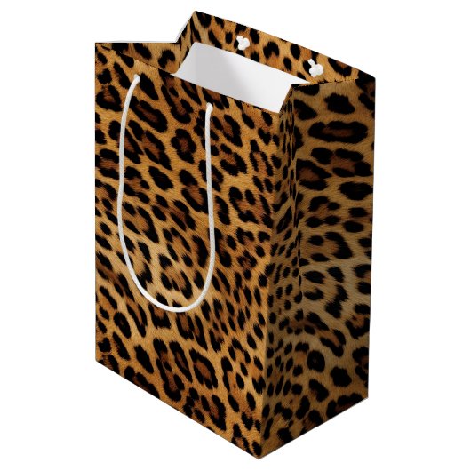 Chique bruin luipaard print medium cadeauzakje (Achterkant Gekanteld)