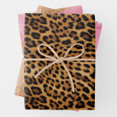 Chique bruin luipaard print roze goud inpakpapier vel (In situ)