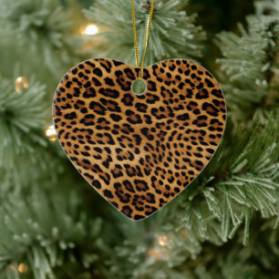 Chique bruin luipaard print roze goud keramisch ornament