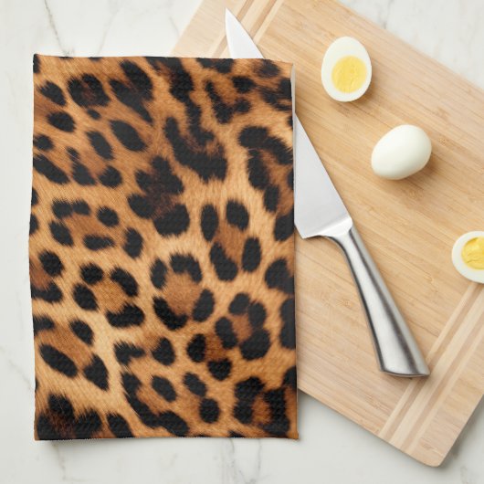 Chique bruin luipaard print theedoek (Quarter Fold)