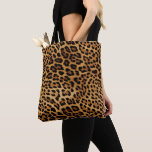 Chique bruin luipaard print tote bag