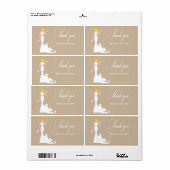 Chique bruin moderne bruid dank u label (Full Sheet)