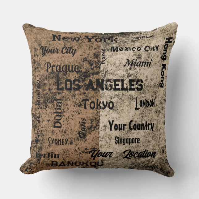 Chique bruin rustieke megasteden van de wereld kussen (Voorkant)