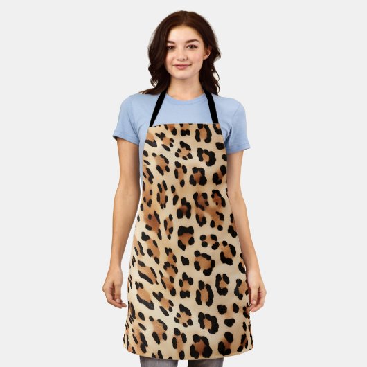 Chique bruin wit luipaard print schort (Gedragen)