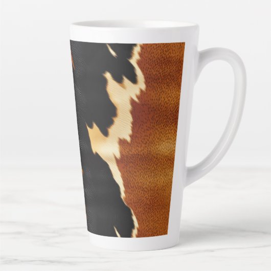 Chique bruin zwart crème Western Koeienhuid Latte Mok (Rechts)