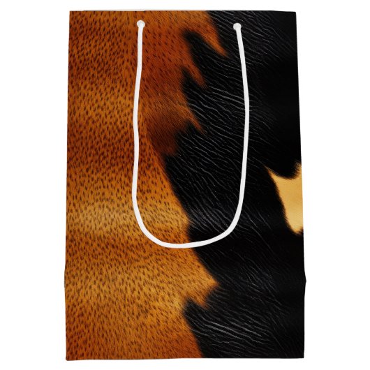 Chique bruin zwart crème Western Koeienhuid Medium Cadeauzakje (Achterkant)