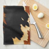 Chique bruin zwart crème Western Koeienhuid Theedoek (Quarter Fold)