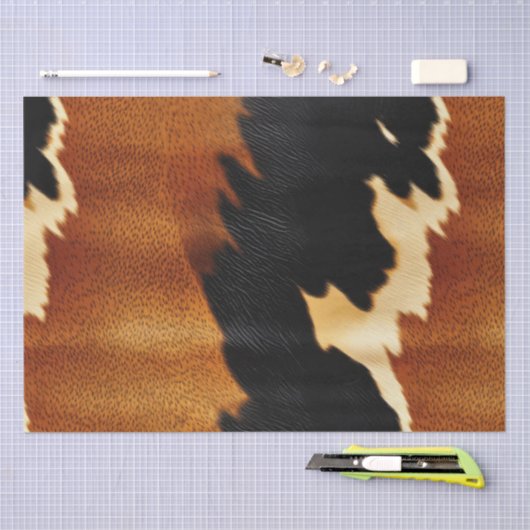 Chique bruin zwart crème Western Koeienhuid Tissuepapier (Craft)
