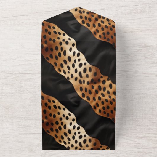 Chique bruin zwart Western Koeienhuid All In One Uitnodiging (Buitenkant)