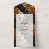 Chique bruin zwart Western Koeienhuid All In One Uitnodiging (Binnen)