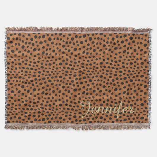 Chique bruine cheetahprint monogram deken (Voorkant)