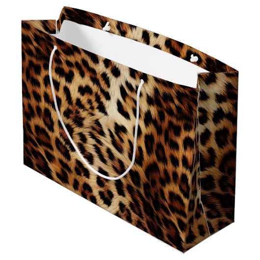 Chique bruine crème luipaard groot cadeauzakje (Achterkant Gekanteld)