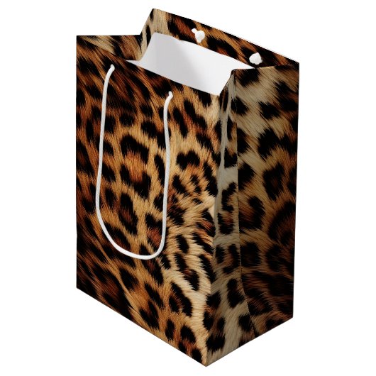 Chique bruine crème luipaard medium cadeauzakje (Voorkant Gekanteld)