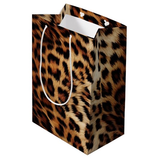 Chique bruine crème luipaard medium cadeauzakje (Achterkant Gekanteld)